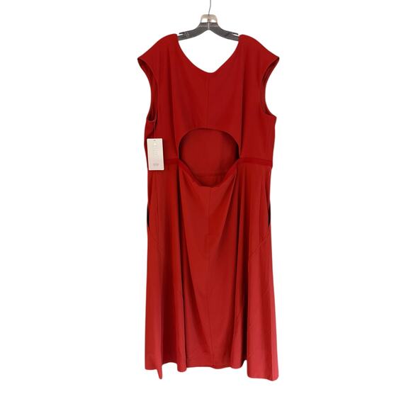 Athleta Long Brick Terra Cotta Dress Back Cut Out 3X Flowy Comfortable Athletic - Picture 11 of 12